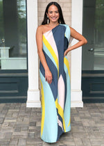 Windemere One Shoulder Colorblock Maxi Dress-Mint ***FINAL SALE***-Hand In Pocket