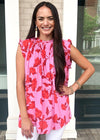 Karlie Hibiscus Ruffle Sleeve Tunic-Hand In Pocket