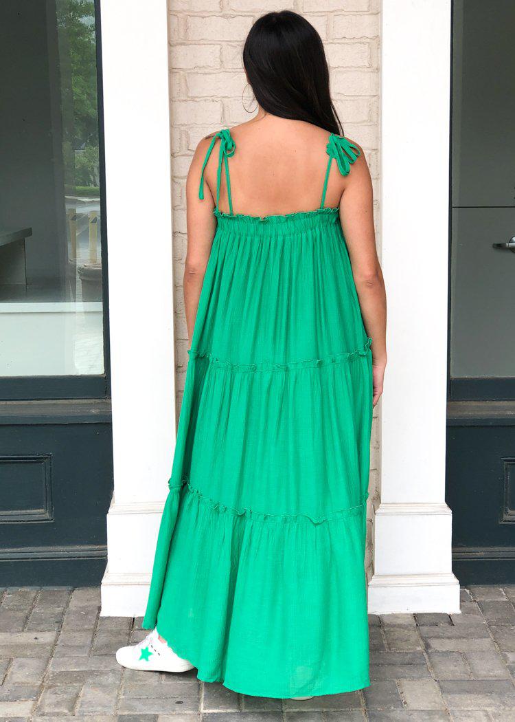 Grayton Pocketed Tiered Maxi - Kelly Green ***FINAL SALE***-Hand In Pocket