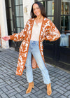 Mila Printed Balloon Sleeve Cardigan-Hand In Pocket