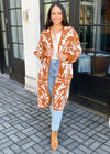 Mila Printed Balloon Sleeve Cardigan-Hand In Pocket