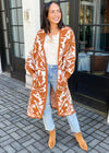 Mila Printed Balloon Sleeve Cardigan-Hand In Pocket
