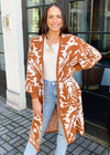 Mila Printed Balloon Sleeve Cardigan-Hand In Pocket
