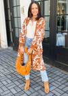 Mila Printed Balloon Sleeve Cardigan-Hand In Pocket