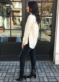 V Neck Leopard Weekender Pullover-Hand In Pocket