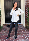 V Neck Leopard Weekender Pullover-Hand In Pocket