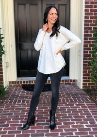 V Neck Leopard Weekender Pullover-Hand In Pocket
