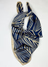 Misha Silk Bandana - Biege/Denim-Hand In Pocket