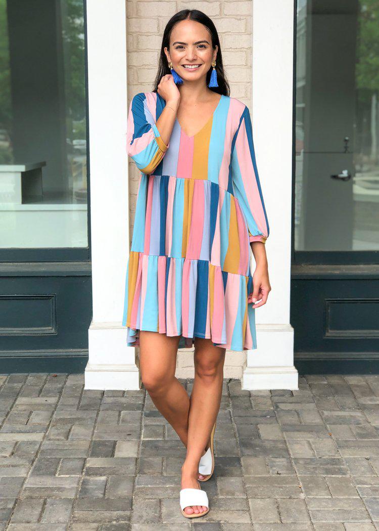 Karlie Driftwood Tiered Shift Dress ***FINAL SALE***-Hand In Pocket