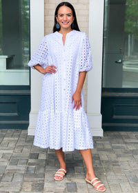 Karlie Sonoma Eyelet Midi Dress-White-***FINAL SALE***-Hand In Pocket