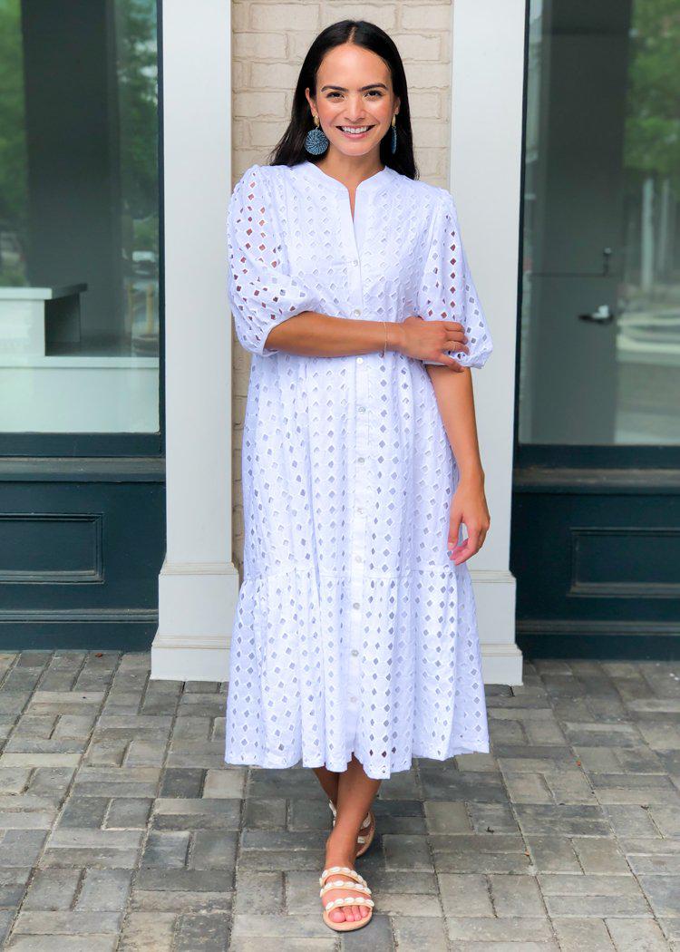 Karlie Sonoma Eyelet Midi Dress-White-***FINAL SALE***-Hand In Pocket
