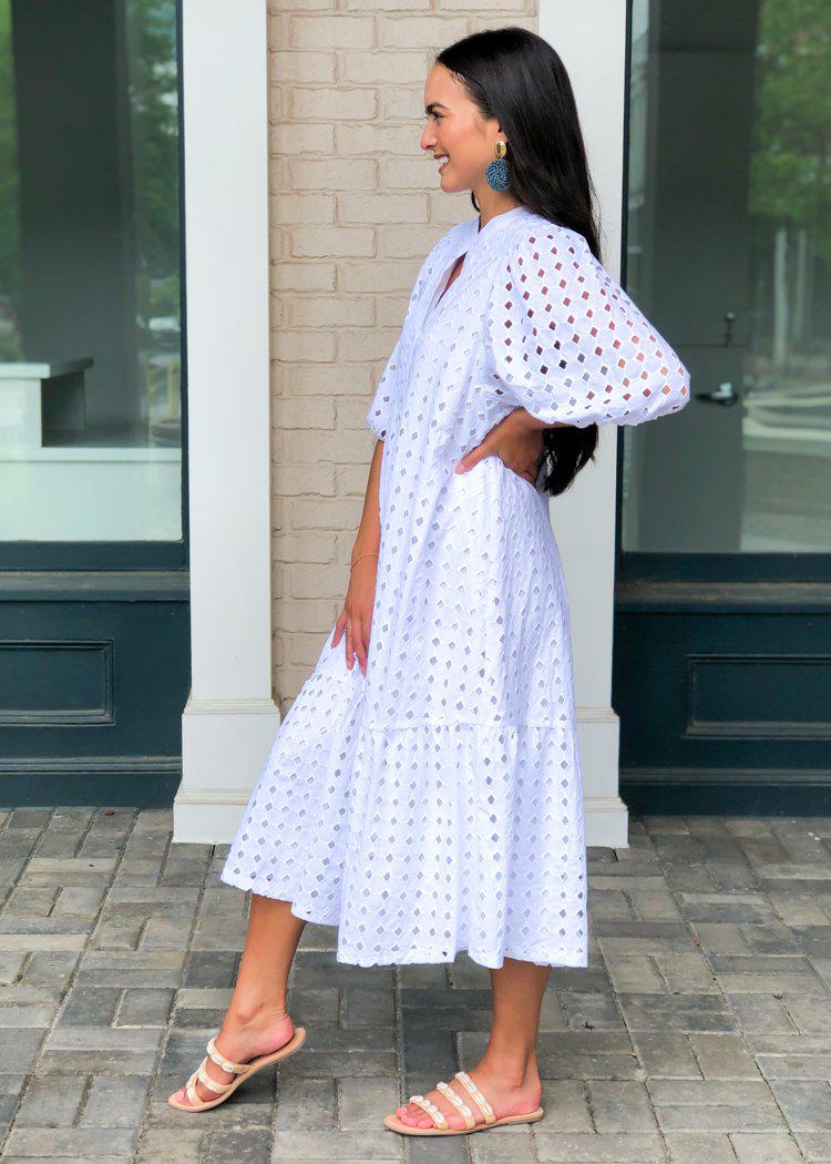 Karlie Sonoma Eyelet Midi Dress-White-***FINAL SALE***-Hand In Pocket