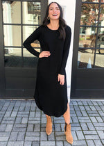 Z Supply Ray Sweater Slub Dress - Black-Hand In Pocket