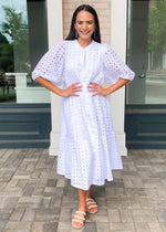 Karlie Sonoma Eyelet Midi Dress-White-***FINAL SALE***-Hand In Pocket