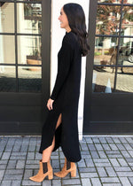 Z Supply Ray Sweater Slub Dress - Black-Hand In Pocket
