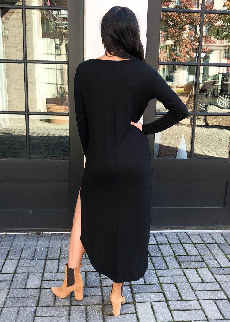 Z Supply Ray Sweater Slub Dress - Black-Hand In Pocket
