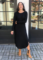 Z Supply Ray Sweater Slub Dress - Black-Hand In Pocket