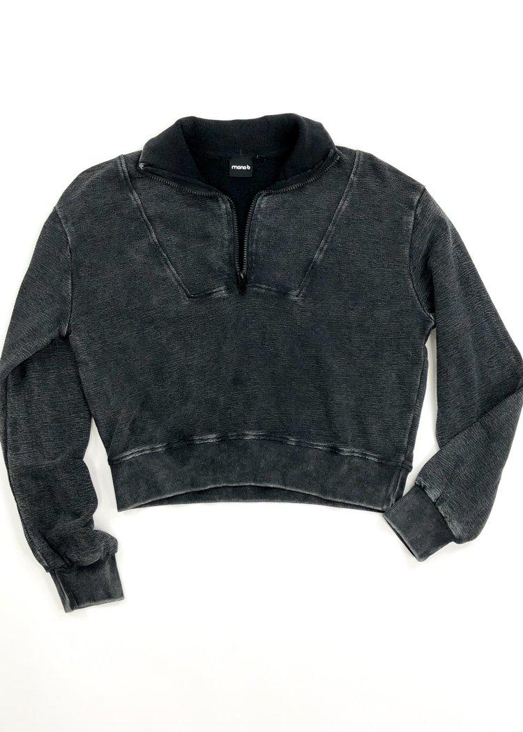 Renew 3/4 Zip Pullover-Washed Black-Hand In Pocket