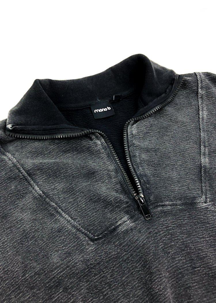 Renew 3/4 Zip Pullover-Washed Black-Hand In Pocket