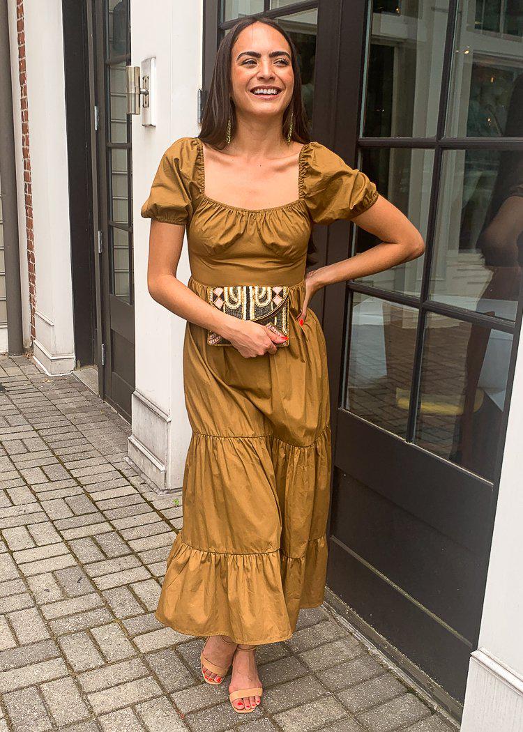 Carcross Square Neck Tiered Midi Dress-Olive ***FINAL SALE***-Hand In Pocket