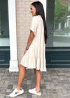 West Port Tiered Shirtdress- Oatmeal-Hand In Pocket