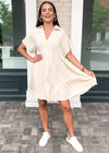 West Port Tiered Shirtdress- Oatmeal-Hand In Pocket