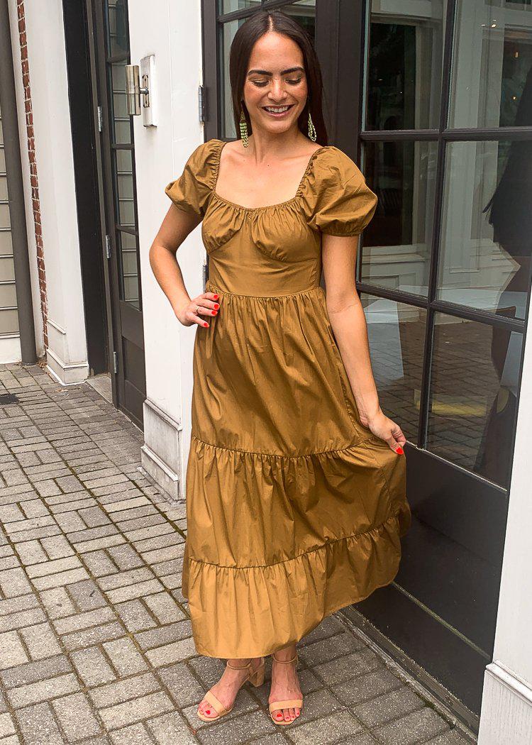 Carcross Square Neck Tiered Midi Dress-Olive ***FINAL SALE***-Hand In Pocket