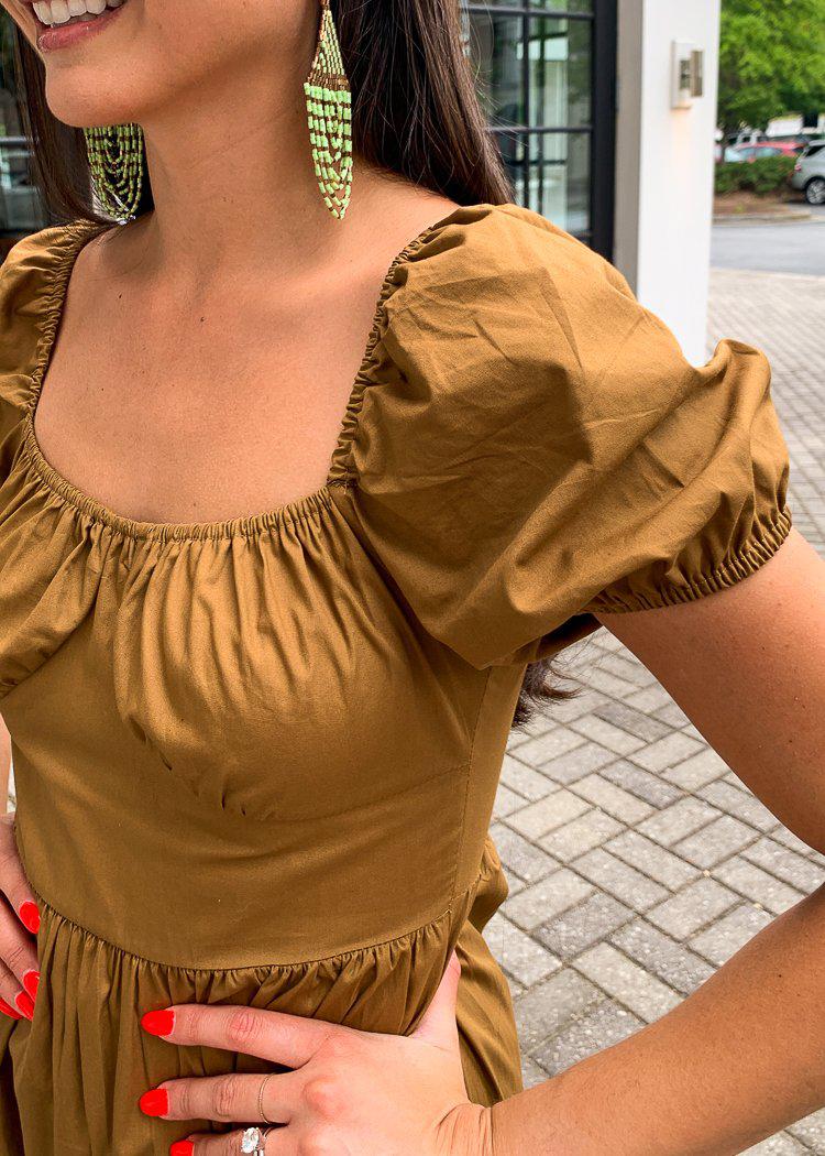 Carcross Square Neck Tiered Midi Dress-Olive ***FINAL SALE***-Hand In Pocket