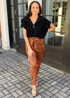 Blank NYC Mocha Brownie Faux Suede Paper Bag Waist Pant ***FINAL SALE***-Hand In Pocket