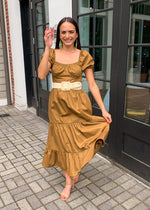 Carcross Square Neck Tiered Midi Dress-Olive ***FINAL SALE***-Hand In Pocket