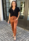 Blank NYC Mocha Brownie Faux Suede Paper Bag Waist Pant ***FINAL SALE***-Hand In Pocket