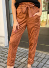 Blank NYC Mocha Brownie Faux Suede Paper Bag Waist Pant ***FINAL SALE***-Hand In Pocket