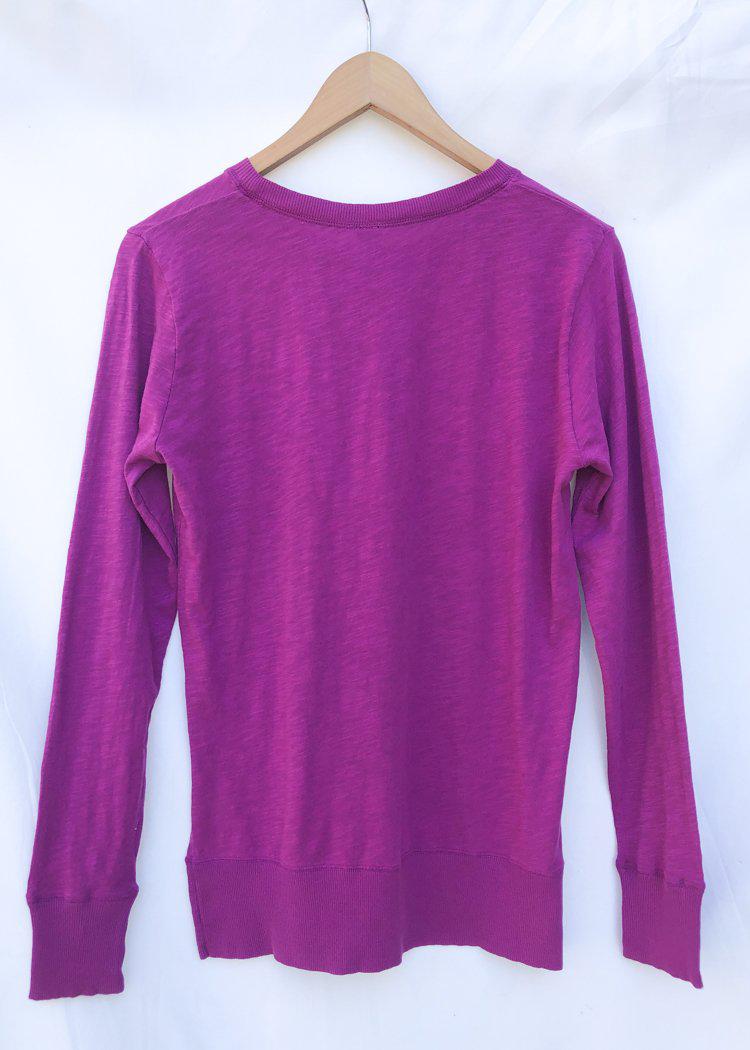 Bobi Essential Long Sleeve Crew Neck Tee - Iris-Hand In Pocket