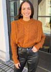 Clark Cable Knit Strong Shoulder Sweater-***FINAL SALE***-Hand In Pocket
