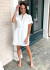Allison Button Down Eyelet Belted Mini Dress - White-Hand In Pocket