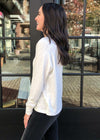 Bobi Heathered Long Sleeve Sweatshirt - Ivory-Hand In Pocket