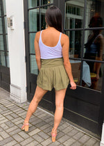 ASTR The Label Marika Belted Shorts-Olive-Hand In Pocket