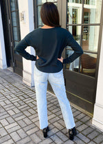 Bobi Cropped Ribbed Long Sleeve Henley Tee - Forest-***FINAL SALE***-Hand In Pocket