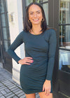 Bobi Long Sleeve Side Shirred Dress-***FINAL SALE***-Hand In Pocket