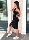 RD Style Black Sleeveless Side Ruched Knit Dress-***FINAL SALE***-Hand In Pocket