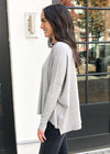 Boxy Crew Neck Sweater - Heather Grey-Hand In Pocket