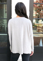 Boxy Crew Neck Sweater - Heather Grey-Hand In Pocket