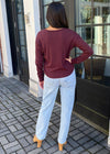 Bobi Cropped Ribbed Long Sleeve Henley Tee - Brandy***FINAL SALE***-Hand In Pocket
