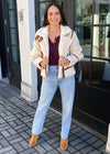 Bobi Cropped Ribbed Long Sleeve Henley Tee - Brandy***FINAL SALE***-Hand In Pocket