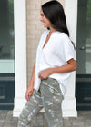 Karlie Essential V Neck Blouse- White-Hand In Pocket
