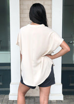 Karlie Natural Essential V Neck Blouse-Hand In Pocket