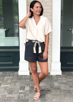 Karlie Natural Essential V Neck Blouse-Hand In Pocket