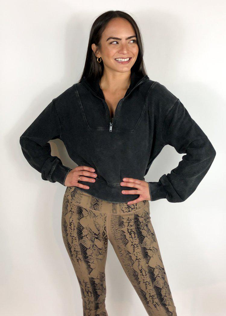Renew 3/4 Zip Pullover-Washed Black-Hand In Pocket