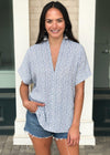 Karlie Milos Polka Dot Print V Neck Blouse - White-Hand In Pocket