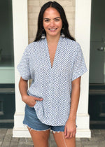 Karlie Milos Polka Dot Print V Neck Blouse - White-Hand In Pocket